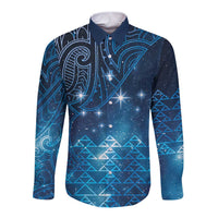 New Zealand Matariki Long Sleeve Button Shirt Taniko Aramoana With Maori Galaxy Sky Night LT9 Unisex Galaxy - Polynesian Pride