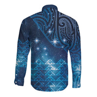 New Zealand Matariki Long Sleeve Button Shirt Taniko Aramoana With Maori Galaxy Sky Night LT9 - Polynesian Pride