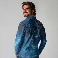 New Zealand Matariki Long Sleeve Polo Shirt Taniko Aramoana With Maori Galaxy Sky Night LT9 - Polynesian Pride