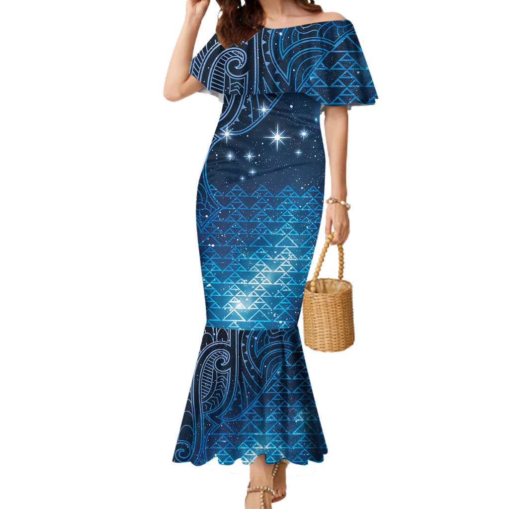 New Zealand Matariki Mermaid Dress Taniko Aramoana With Maori Galaxy Sky Night LT9 Women Galaxy - Polynesian Pride