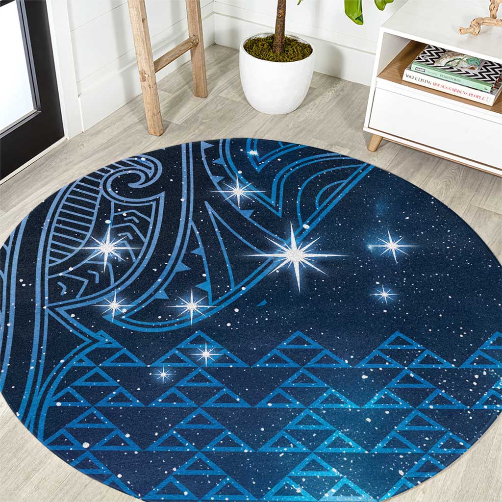 New Zealand Matariki Round Carpet Taniko Aramoana With Maori Galaxy Sky Night