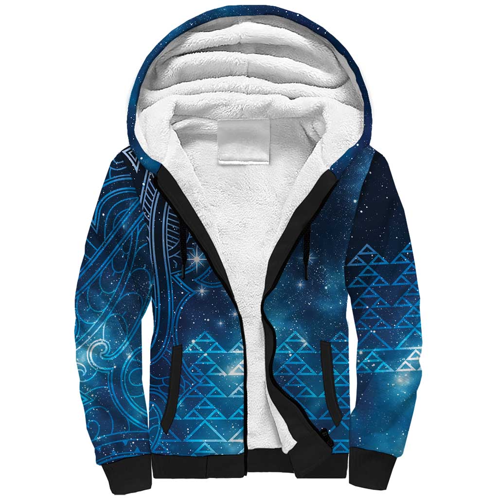 New Zealand Matariki Sherpa Hoodie Taniko Aramoana With Maori Galaxy Sky Night LT9 Unisex Galaxy - Polynesian Pride