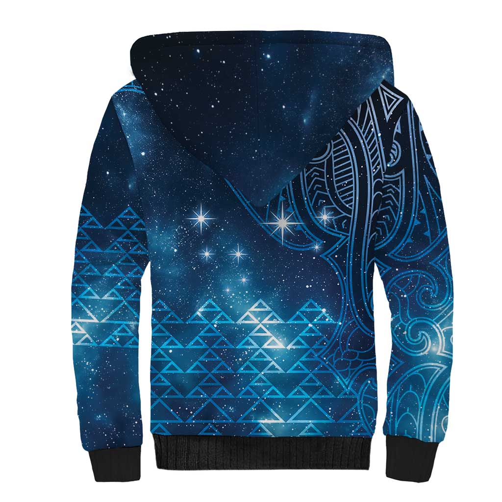 New Zealand Matariki Sherpa Hoodie Taniko Aramoana With Maori Galaxy Sky Night LT9 - Polynesian Pride