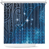 New Zealand Matariki Shower Curtain Taniko Aramoana With Maori Galaxy Sky Night LT9 Galaxy - Polynesian Pride