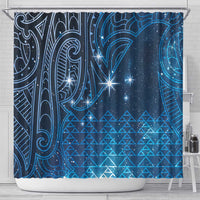 New Zealand Matariki Shower Curtain Taniko Aramoana With Maori Galaxy Sky Night LT9 - Polynesian Pride
