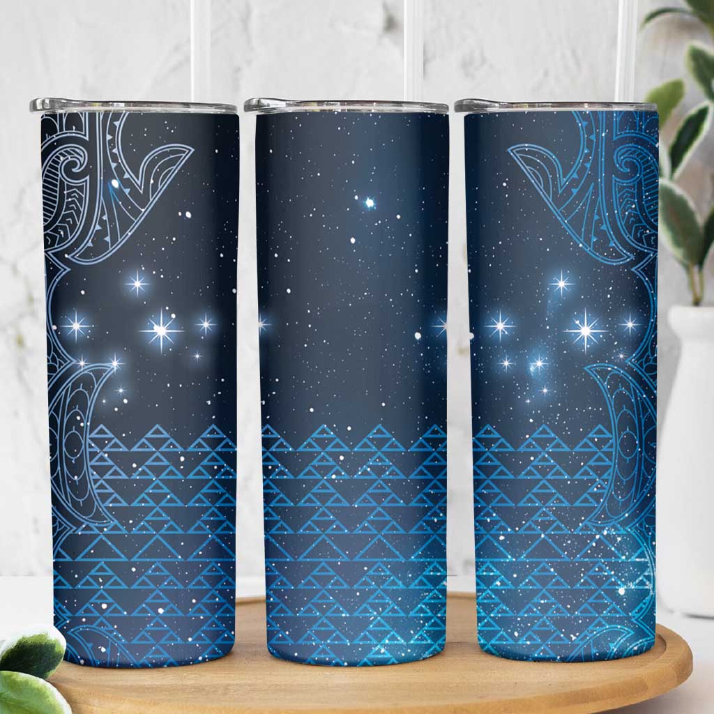 New Zealand Matariki Skinny Tumbler Taniko Aramoana With Maori Galaxy Sky Night LT9 - Polynesian Pride