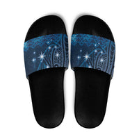 New Zealand Matariki Slide Sandals Taniko Aramoana With Maori Galaxy Sky Night - Polynesian Pride
