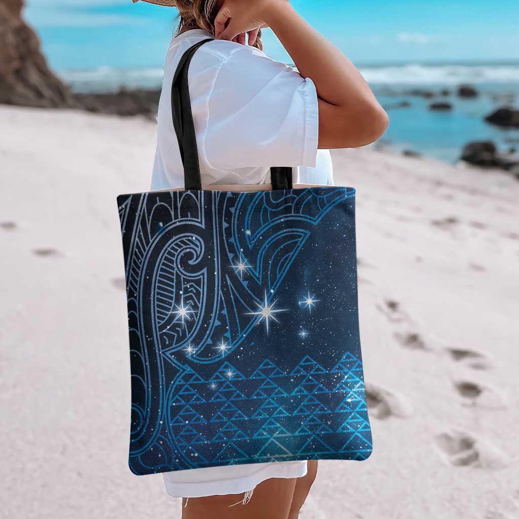 New Zealand Matariki Tote Bag Taniko Aramoana With Maori Galaxy Sky Night - Polynesian Pride