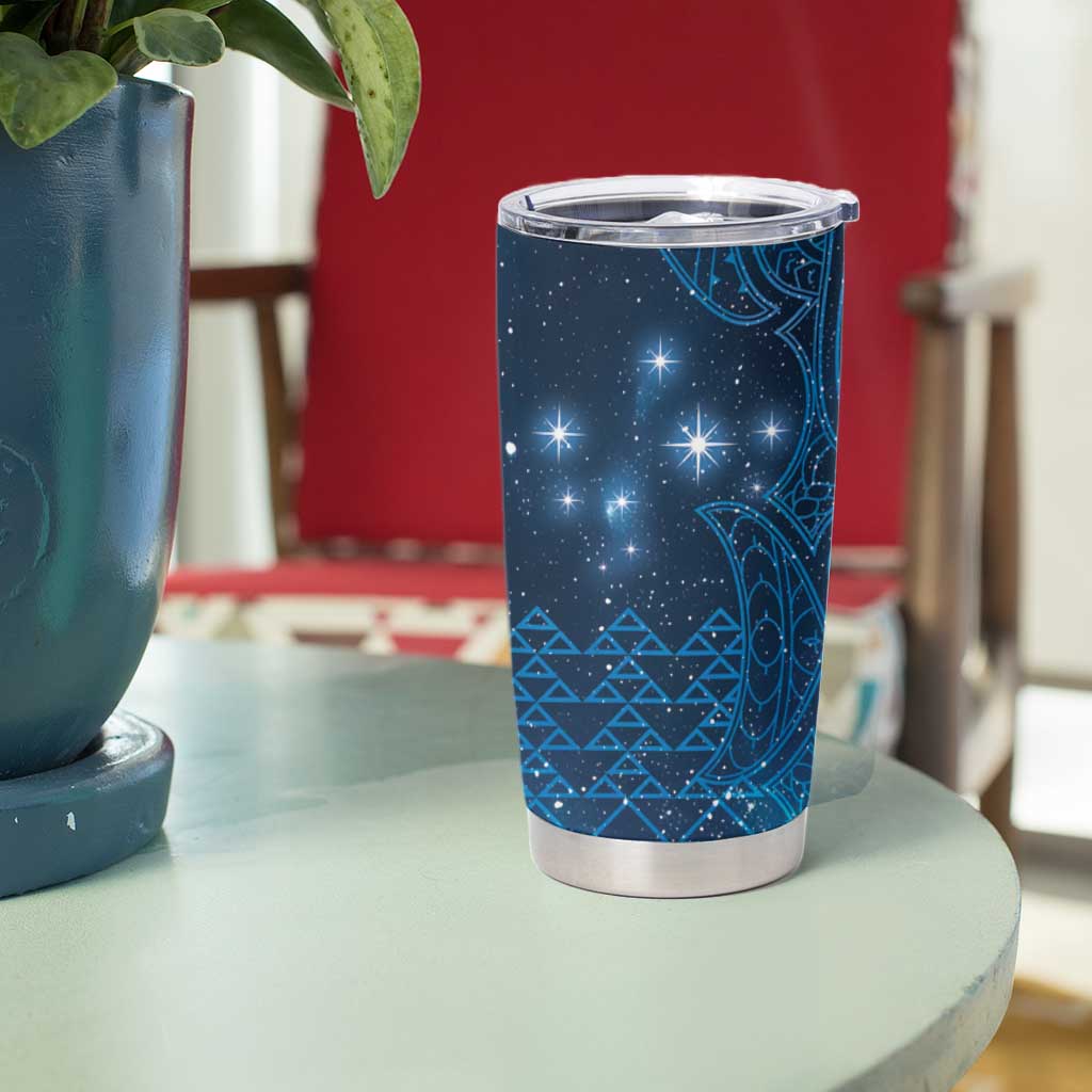 New Zealand Matariki Tumbler Cup Taniko Aramoana With Maori Galaxy Sky Night LT9 - Polynesian Pride