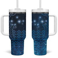 New Zealand Matariki Tumbler With Handle Taniko Aramoana With Maori Galaxy Sky Night LT9 One Size: 40 oz Galaxy - Polynesian Pride