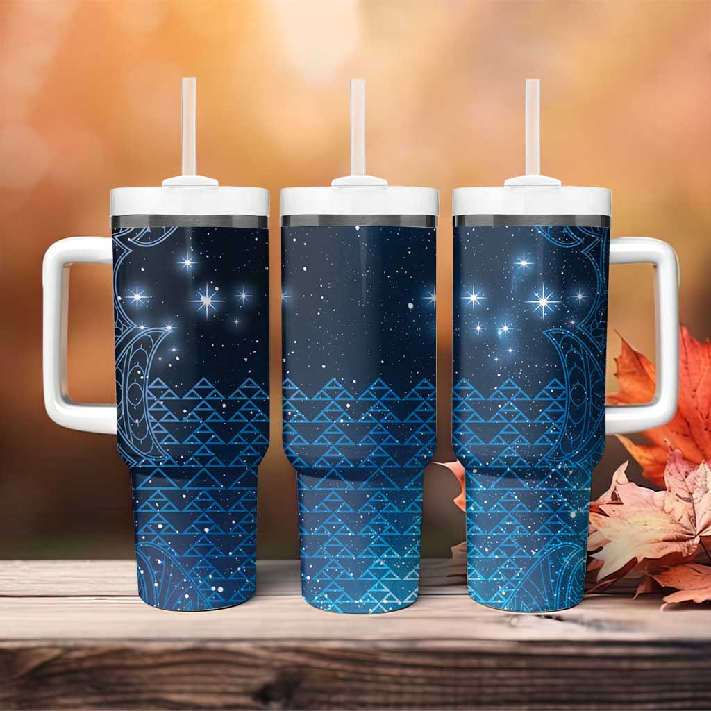 New Zealand Matariki Tumbler With Handle Taniko Aramoana With Maori Galaxy Sky Night LT9 - Polynesian Pride