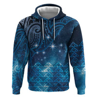 New Zealand Matariki Zip Hoodie Taniko Aramoana With Maori Galaxy Sky Night LT9 Pullover Hoodie Galaxy - Polynesian Pride