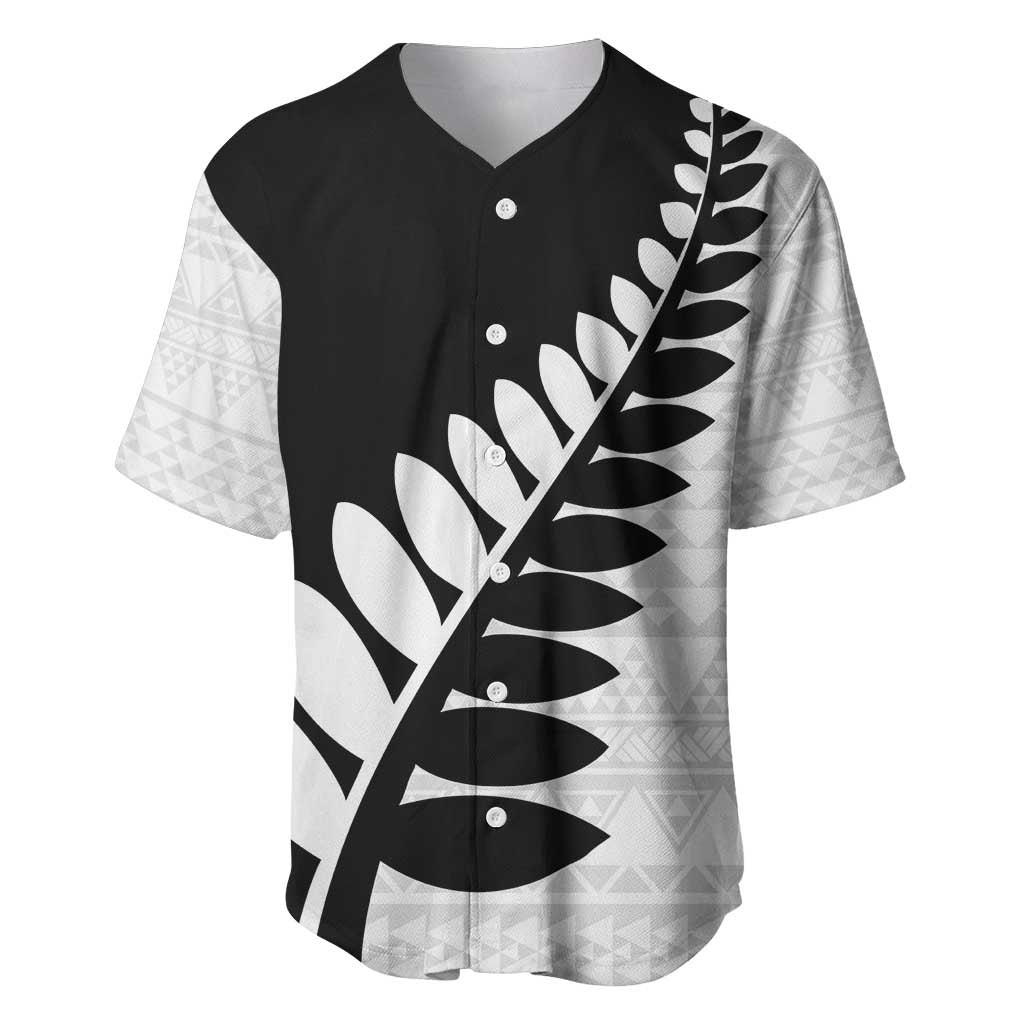 New Zealand Silver Fern Niho Taniwha Baseball Jersey LT9 Black - Polynesian Pride