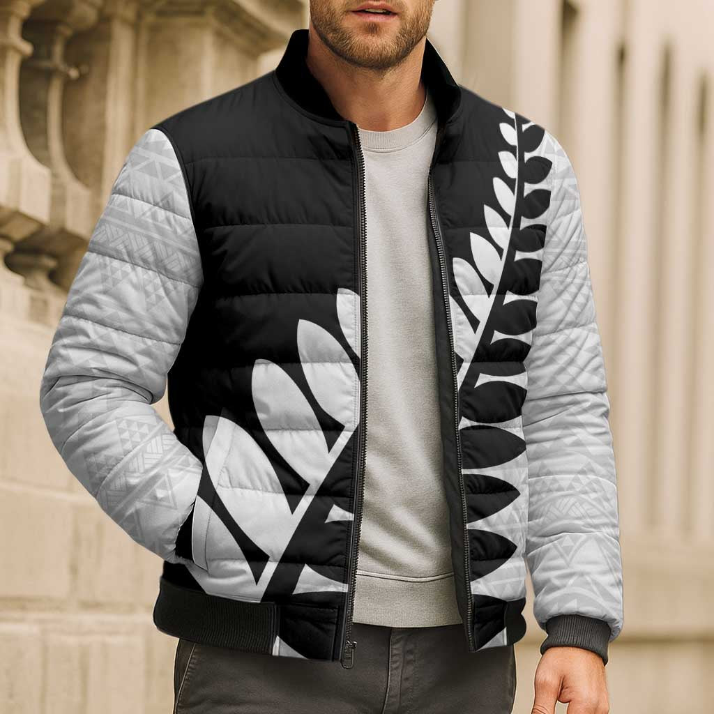 New Zealand Silver Fern Niho Taniwha Bomber Puffer Jacket - Polynesian Pride