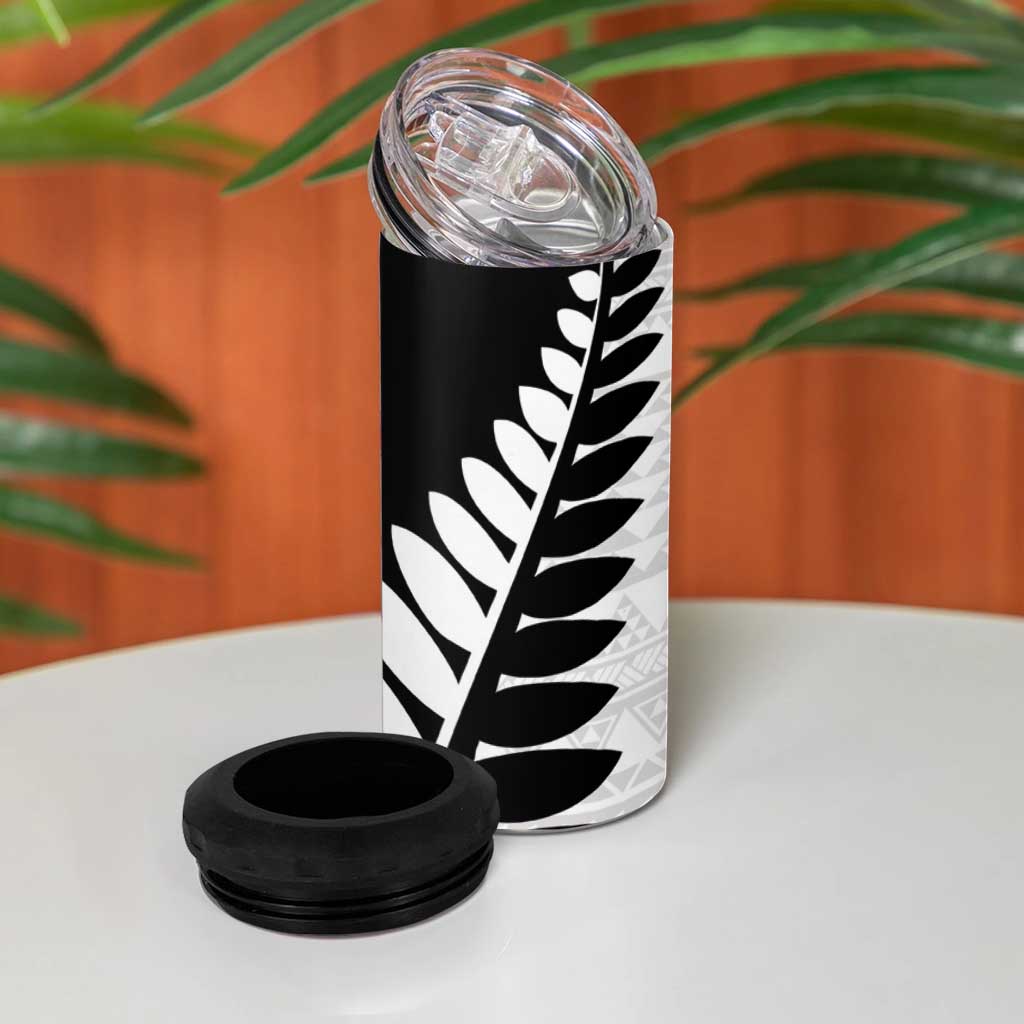 New Zealand Silver Fern Niho Taniwha 4 in 1 Can Cooler Tumbler LT9 - Polynesian Pride
