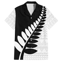 New Zealand Silver Fern Niho Taniwha Family Matching Summer Maxi Dress and Hawaiian Shirt LT9 Dad's Shirt - Short Sleeve Black - Polynesian Pride