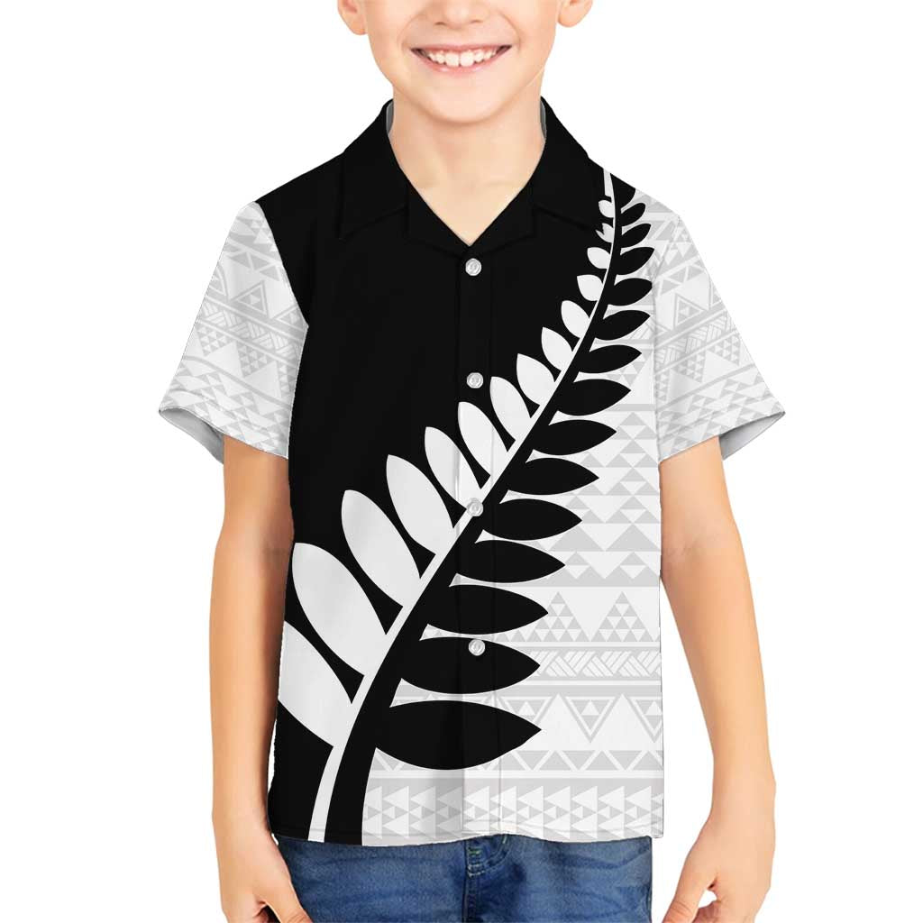 New Zealand Silver Fern Niho Taniwha Family Matching Summer Maxi Dress and Hawaiian Shirt LT9 Son's Shirt Black - Polynesian Pride
