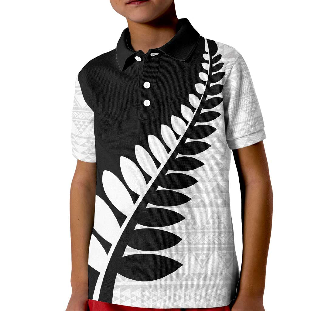 New Zealand Silver Fern Niho Taniwha Kid Polo Shirt LT9 Kid Black - Polynesian Pride