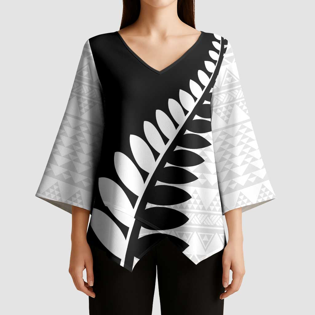 New Zealand Silver Fern Niho Taniwha Kimono Sleeve Blouse - Polynesian Pride