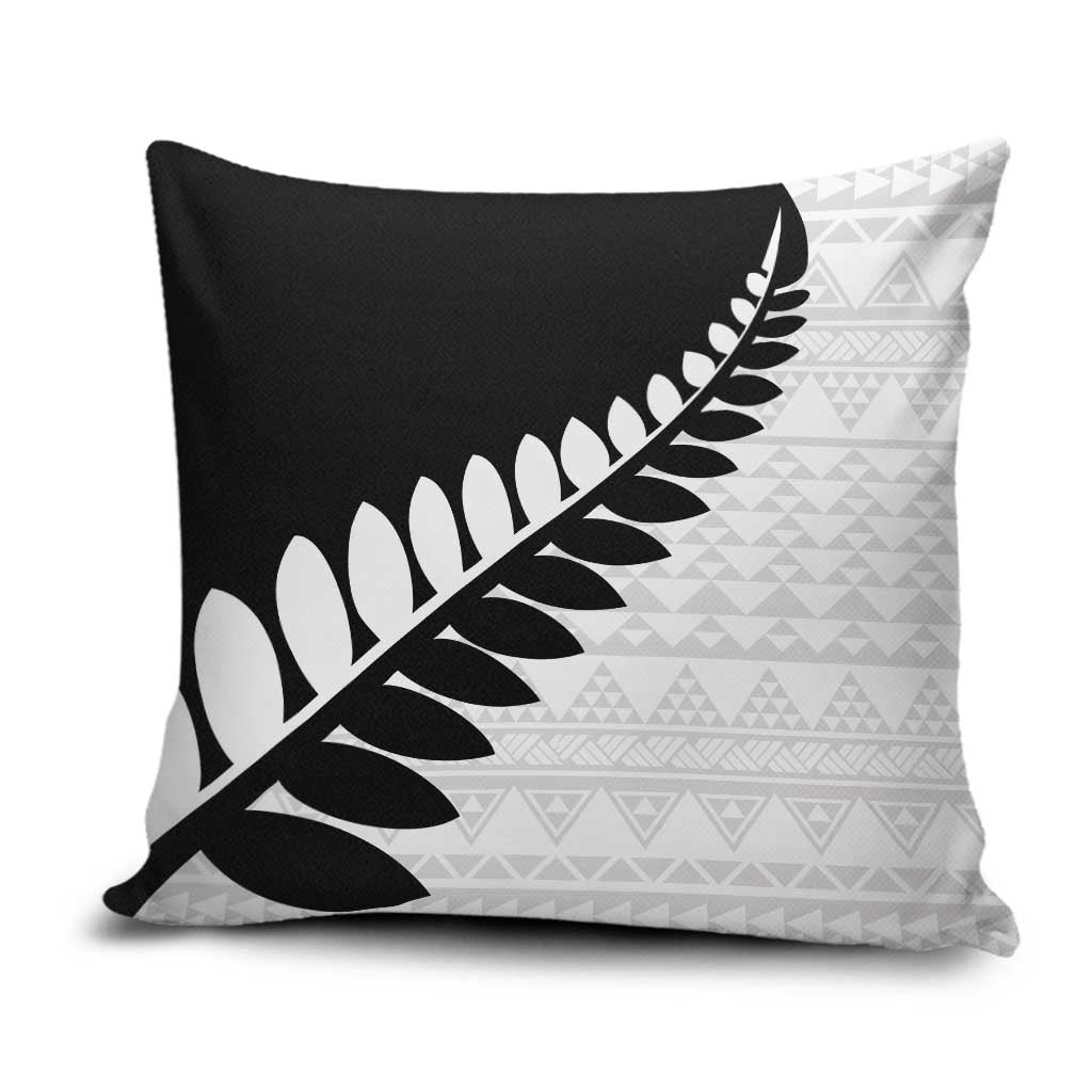 New Zealand Silver Fern Niho Taniwha Pillow Cover LT9 Black - Polynesian Pride