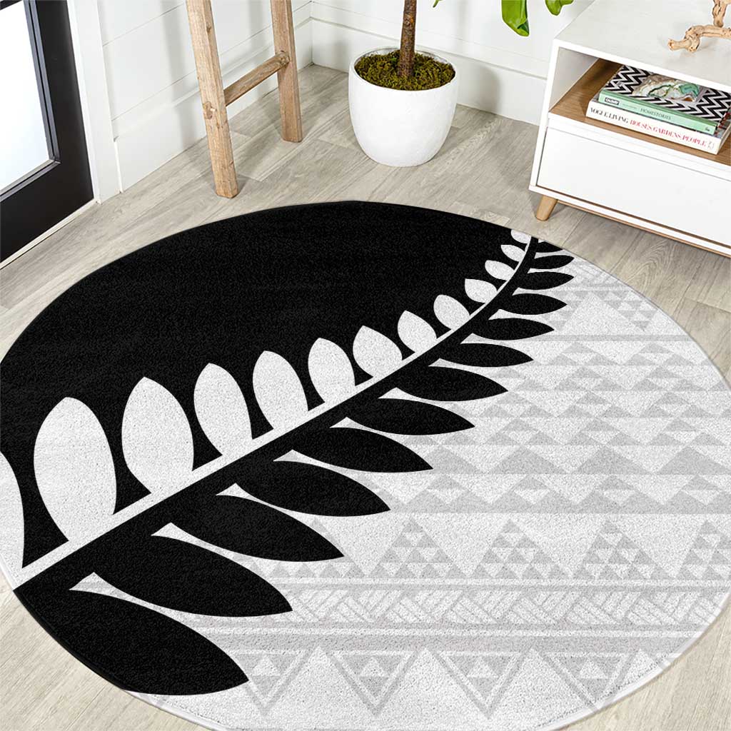 New Zealand Silver Fern Niho Taniwha Round Carpet