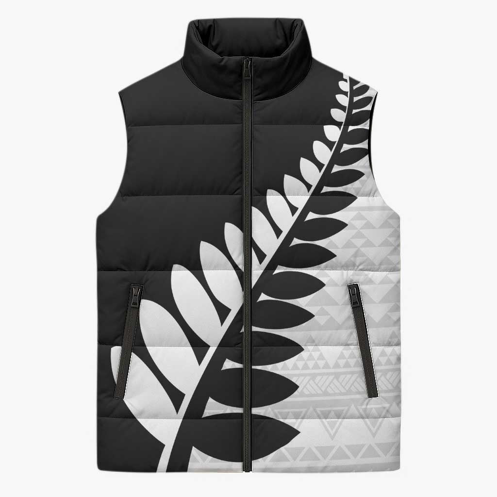 New Zealand Silver Fern Niho Taniwha Sleeveless Puffer Jacket - Polynesian Pride