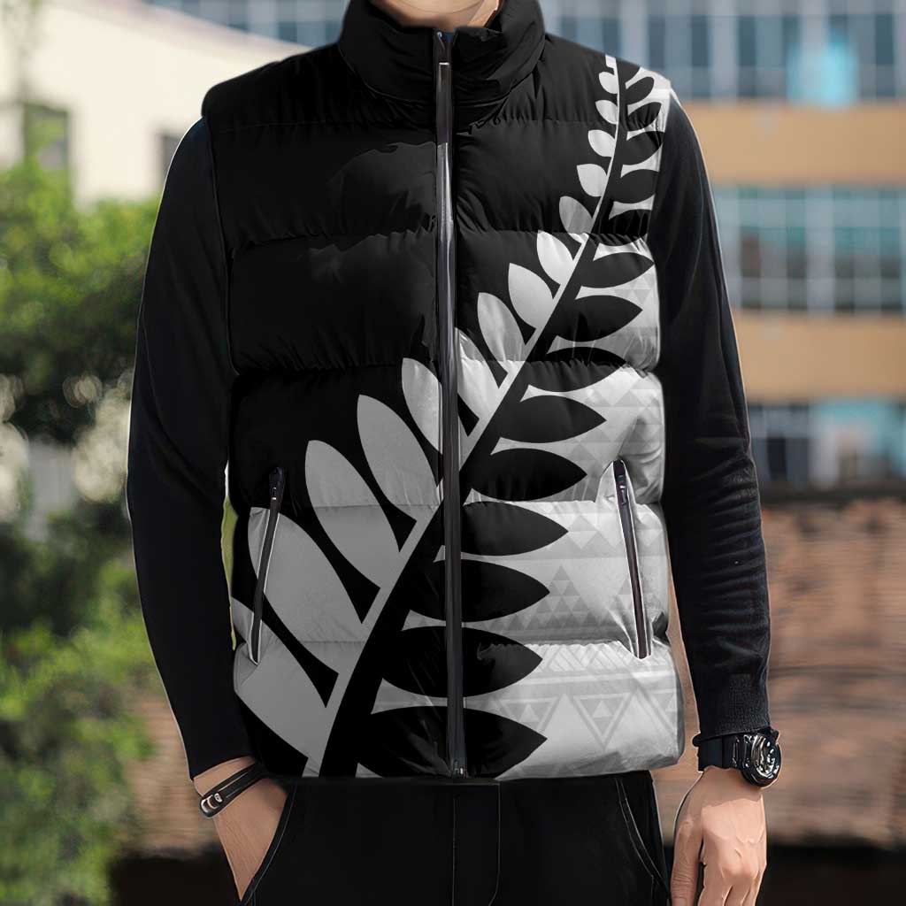 New Zealand Silver Fern Niho Taniwha Sleeveless Puffer Jacket - Polynesian Pride