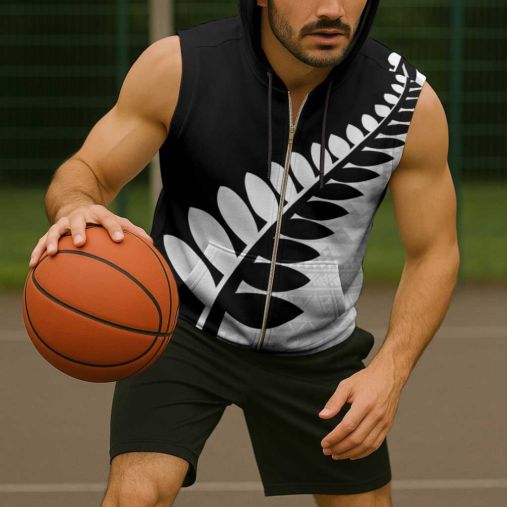New Zealand Silver Fern Niho Taniwha Sleeveless Zip Hoodie - Polynesian Pride