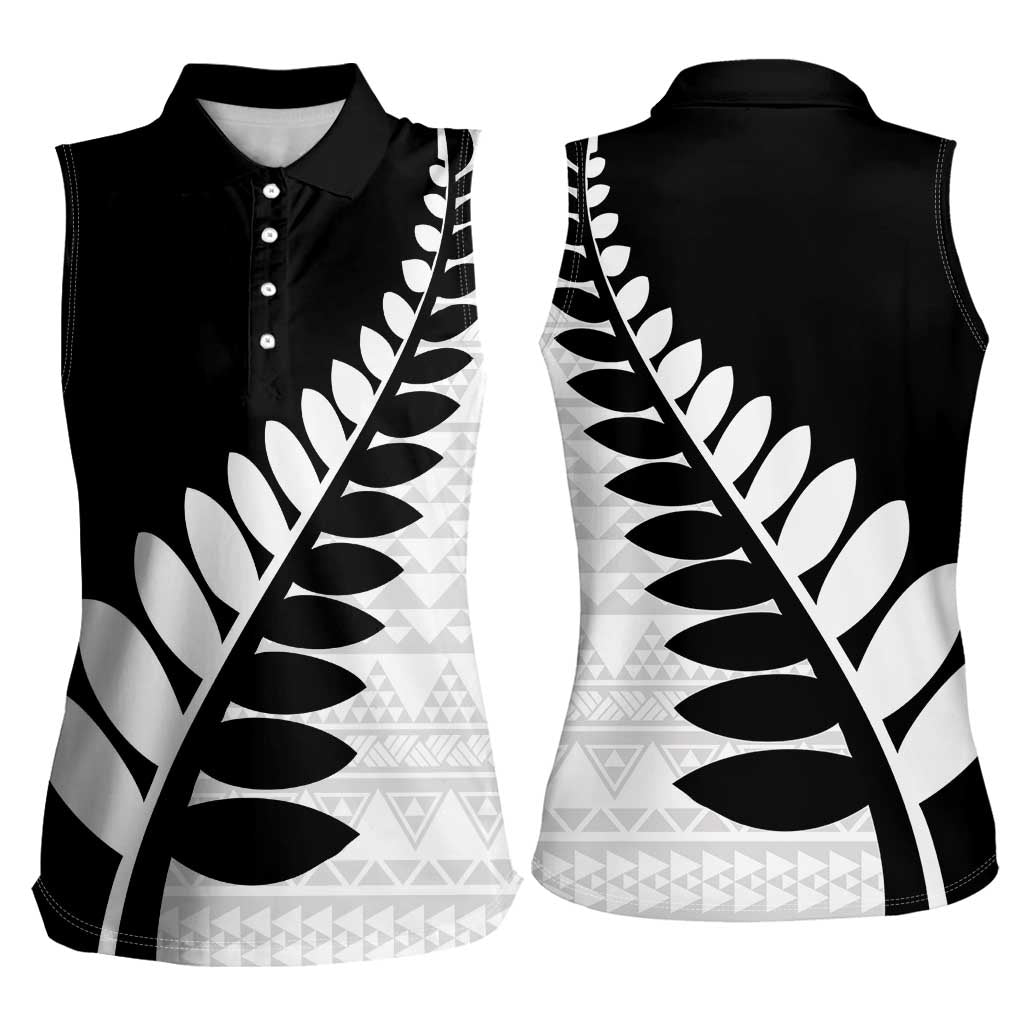 New Zealand Silver Fern Niho Taniwha Women Sleeveless Polo Shirt LT9 - Polynesian Pride
