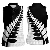 New Zealand Silver Fern Niho Taniwha Women Sleeveless Polo Shirt LT9 - Polynesian Pride
