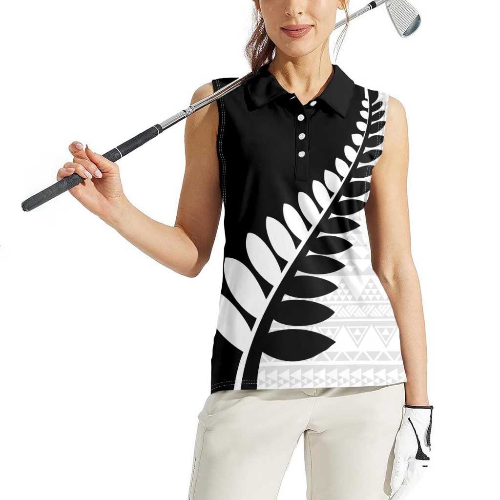 New Zealand Silver Fern Niho Taniwha Women Sleeveless Polo Shirt LT9 - Polynesian Pride