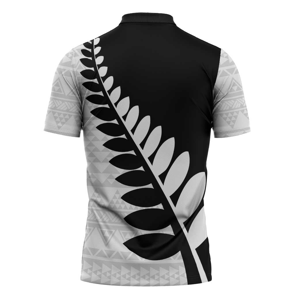 New Zealand Silver Fern Niho Taniwha Zipper Polo Shirt - Polynesian Pride