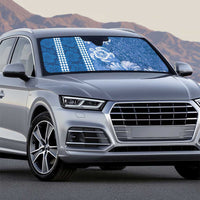 Blue Hibiscus Turle Auto Sun Shade Hawaiian Style Tribal Tapa Pattern - Polynesian Pride