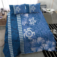 Blue Hibiscus Turle Bedding Set Hawaiian Style Tribal Tapa Pattern