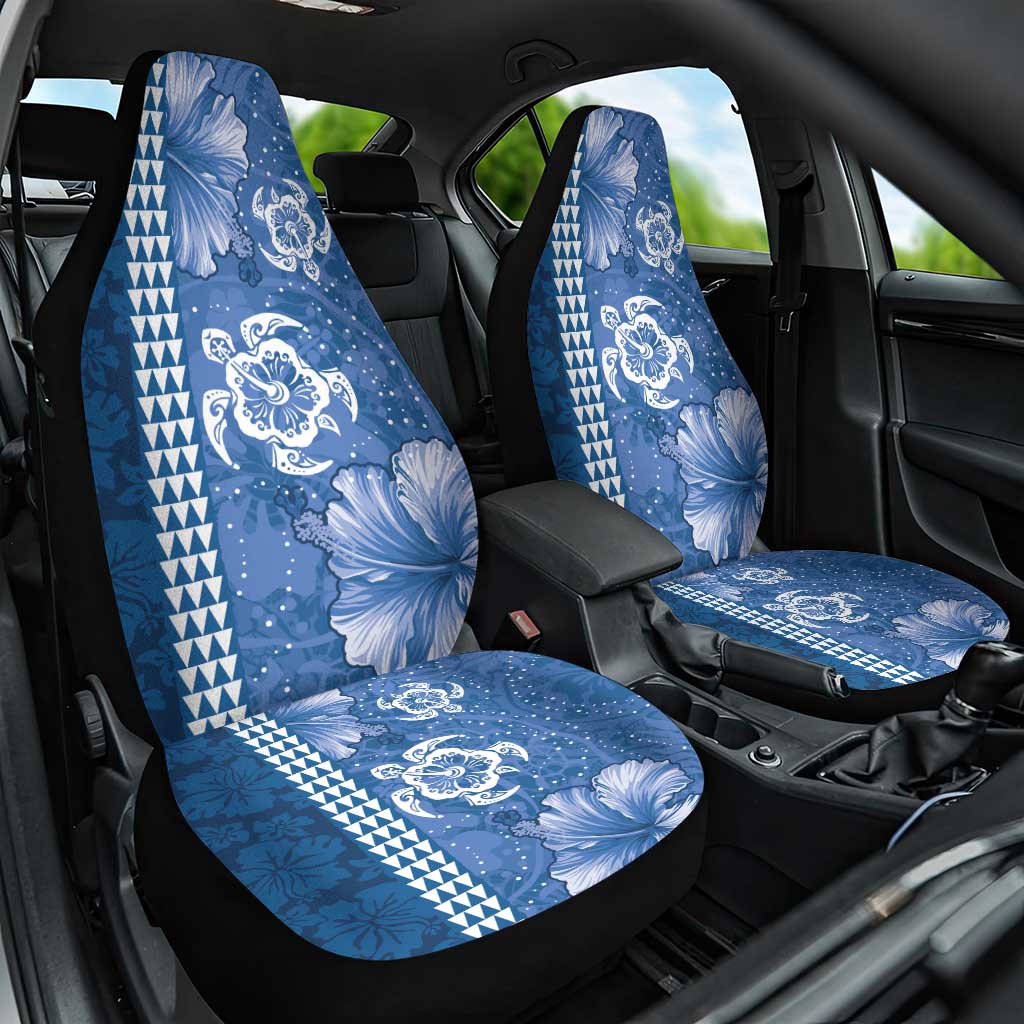 Blue Hibiscus Turle Car Seat Cover Hawaiian Style Tribal Tapa Pattern