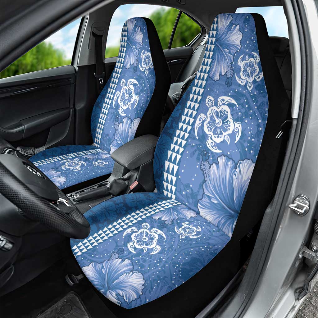 Blue Hibiscus Turle Car Seat Cover Hawaiian Style Tribal Tapa Pattern