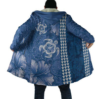 Blue Hibiscus Turle Cloak Hawaiian Style Tribal Tapa Pattern - Polynesian Pride
