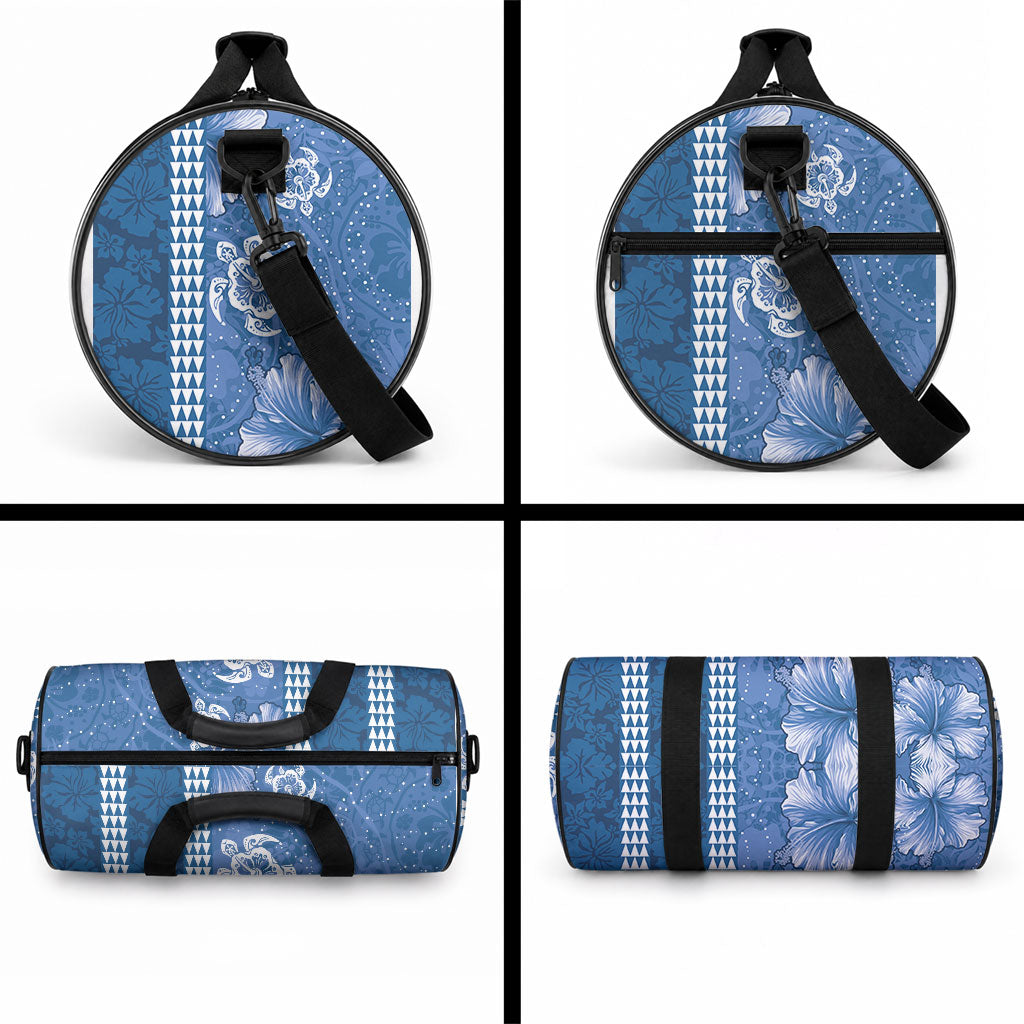 Blue Hibiscus Turtle Duffle Bag Hawaiian Style Tribal Tapa Pattern LT9 - Polynesian Pride