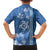 Blue Hibiscus Turle Family Matching Off The Shoulder Long Sleeve Dress and Hawaiian Shirt Hawaiian Style Tribal Tapa Pattern