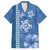 Blue Hibiscus Turle Family Matching Off The Shoulder Long Sleeve Dress and Hawaiian Shirt Hawaiian Style Tribal Tapa Pattern