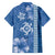 Blue Hibiscus Turle Family Matching Off The Shoulder Long Sleeve Dress and Hawaiian Shirt Hawaiian Style Tribal Tapa Pattern
