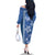Blue Hibiscus Turle Family Matching Off The Shoulder Long Sleeve Dress and Hawaiian Shirt Hawaiian Style Tribal Tapa Pattern