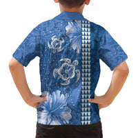 Blue Hibiscus Turle Family Matching Puletasi and Hawaiian Shirt Hawaiian Style Tribal Tapa Pattern LT9 - Polynesian Pride
