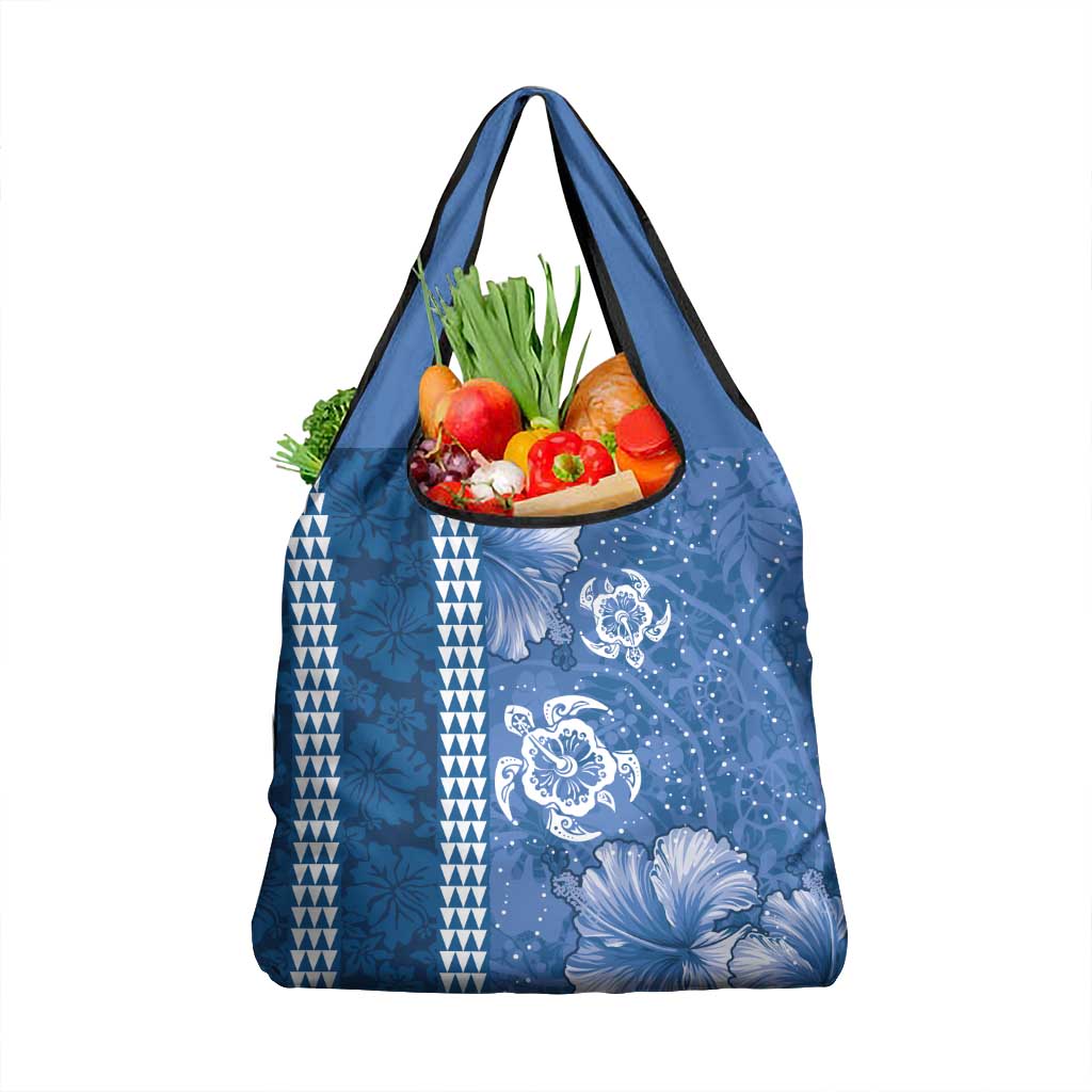 Blue Hibiscus Turle Grocery Bag Hawaiian Style Tribal Tapa Pattern LT9 1-pack One Size Blue - Polynesian Pride