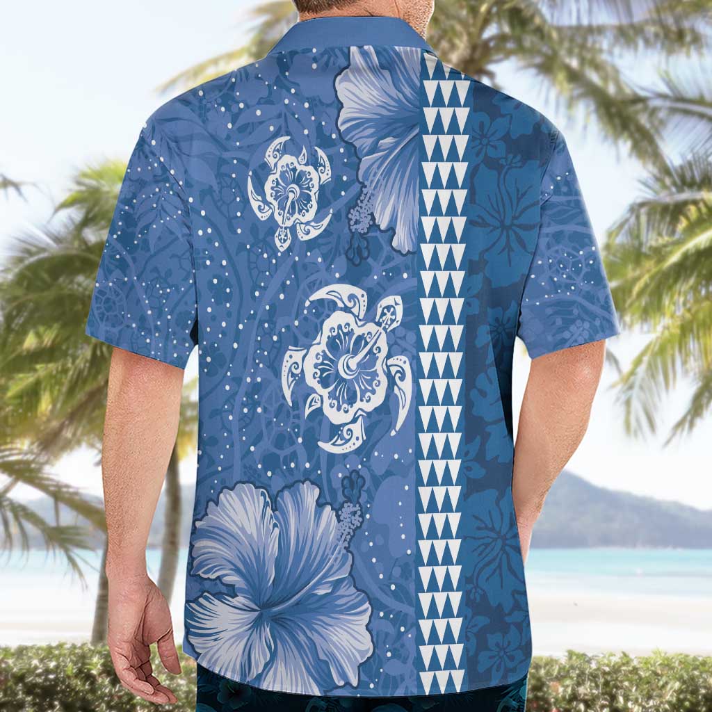 Blue Hibiscus Turle Hawaiian Shirt Hawaiian Style Tribal Tapa Pattern