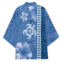 Blue Hibiscus Turle Kimono Hawaiian Style Tribal Tapa Pattern - Polynesian Pride
