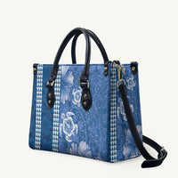 Blue Hibiscus Turle Leather Bag Hawaiian Style Tribal Tapa Pattern - Polynesian Pride