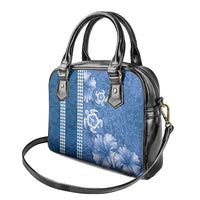 Blue Hibiscus Turle Shoulder Handbag Hawaiian Style Tribal Tapa Pattern