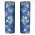 Blue Hibiscus Turle Skinny Tumbler Hawaiian Style Tribal Tapa Pattern