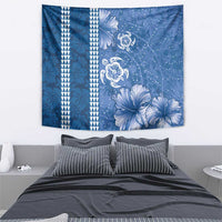 Blue Hibiscus Turle Tapestry Hawaiian Style Tribal Tapa Pattern LT9 - Polynesian Pride